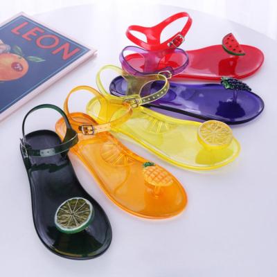 China Flat Clear Fruit Beach Shoes PVC Non - Slip Sandals For Women for sale