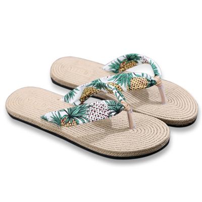 China Wholesales Bohemia Women Summer Lightweight Shoes Floral Beach Sandals Wedge Straps Flip Flops Platform Slippers for sale