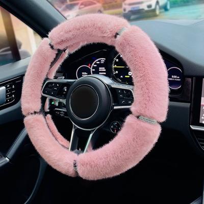 China Hot Bling Bling Crystal Winter Wheel Cover Automobile Plush Diamond Inlaid Steering Wheel Cover Device for sale