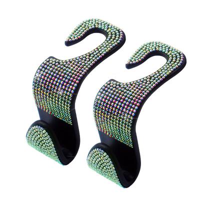 China Bling Bling Crystal Diamond Full Car Seat Headrest Hook Bracket Car Seat Hook Drill Car Seat Backrest Hook for sale