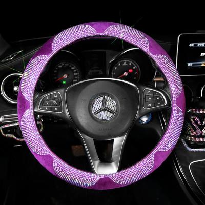 China Bling Bling Crystal Universal Car Steering Wheel Cover All Season Diamond Universal Crystal Car Steering Wheel Cover for sale