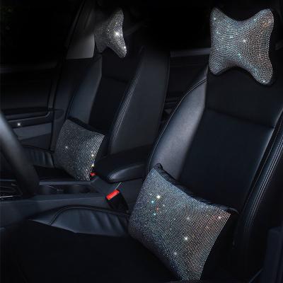 China Bling Bling Crystal Car Interior Decoration Car Neck Pillow Diamond Rhinestone Car Interior Auto Accessories Handbrake for sale