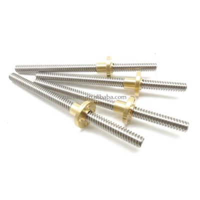 China 3D Printer T8 Lead Screw OD 8mm Pitch 2mm Lead 2mm 100mm 150mm 200mm 250mm 300mm 330mm 350mm With Brass Nut For 3D Printer for sale