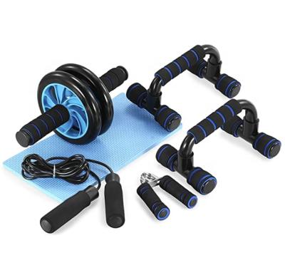 China Hot Sales Durable 5 In 1 Ab Wheel Roller Kit With Lift Up Bar Jump Rope Hand Gripper And Knee Pad Workout Equipment for sale