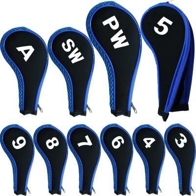 China Fashional Hot Sale Wholesale Customized Neoprene Zipper Golf Club Iron Head Covers High Quality Iron Covers for sale