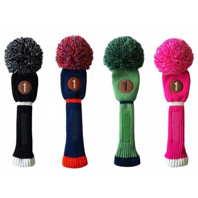 China Professional Driver Custom Logo For High Quality Headcover POM POM Knit Golf Head Cover Fashional OEM Manufacturing for sale