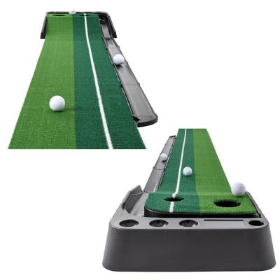 China Durable Hot Sales Golf Putting Practice Mat Black Plastic Frame Indoor Trainer Set Automatic Ball Portable Return Putting Training Aids for sale