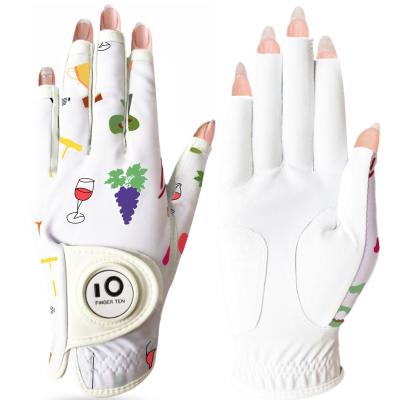 China High Quality Custom Ladies Women Half Finger Golf Gloves With Ball Markers Golf Glove Women Left Hand And Right Hand for sale