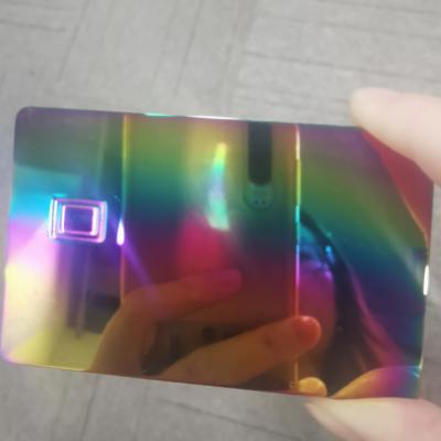 China Price Mirror Rainbow Metal Waterproof/Waterproof Cheap Credit Card Debit Card With Magnetic Stripe And Signature Box For Laser Engraving for sale