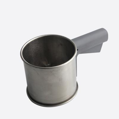 China Mesh Flour Sifter Stainless Steel Disposable Fine Plastic Handle Squeeze Single Layer Hand Sieve Powdered Sugar Sifters for sale