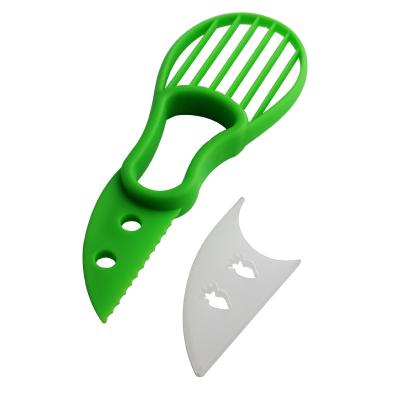 China Hot-selling Amazon Food Grade Sustainable Avocado Tool Multifunction 3 in 1 Plastic Avocado Slicer Avocado Cutter Kitchen Tool Fruit Tools for sale