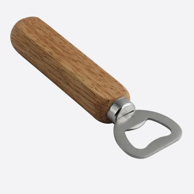 China Cheap Bartender Hand Held Bottle Opener Wooden Handle Bottle Opener Beer Bottle Wholesale Viable for sale