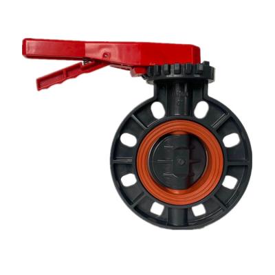 China General Price FPM Liner Factory Bottom easy handle dn50 to PVC dn200 pph flange manual wafer gray butterfly valve for sale