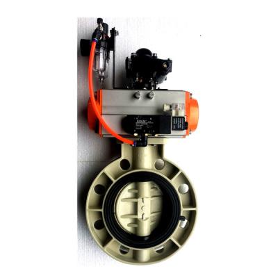 China General Longevity Company Supply UPVC PPH Plastic Single Acting Butterfly Ball Valve Double Acting Pneumatic Actuator for sale