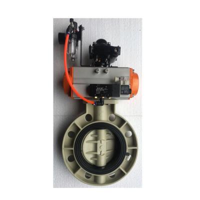 China General Quality Durable Factory Direct UPVC PPH Pneumatic Actuated Plastic Butterfly Ball Valve Double Action for sale