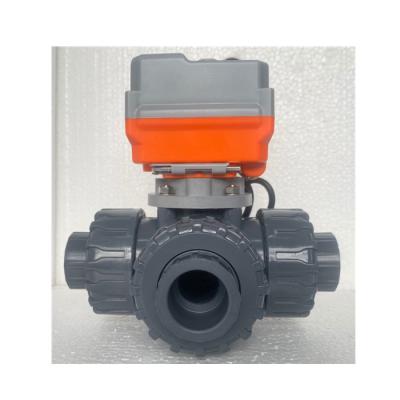 China General Seat FPM Seal PTFE Electric Motorized Actuator On Off Way Union Ball Valve Type 3 upvc for sale