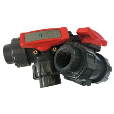 China General T Port Ball Rotating 360 Degree Angle Plug Screw 3 Way Ball Valve PVC for sale