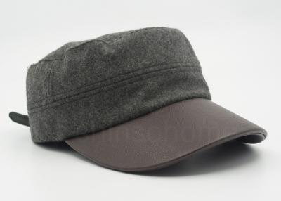 Chine Le cuir unisexe/chapeau militaire de laine a courbé Brown Bill en cuir 58 cm à vendre