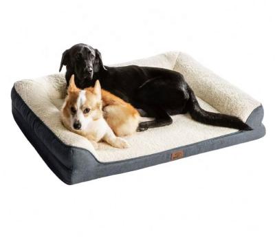 China Low MOQ Breathable Premium Custom Made XXL Pet Sofa Bed Cama Para Perro Orthopedic Memory Foam Dog Bed With Removable Cover for sale