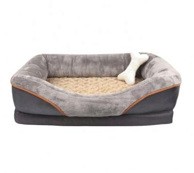 China Amazon Sustainable Top Selling Luxury Pet Beds Memory Foam Orthopedic Dog Bed With Washable Removable Cover for sale