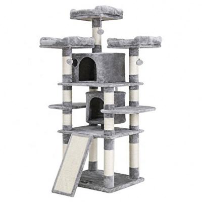 China Multi Level Sustainable Cat Tree House and Scratch Resistant Post with Sisal Rollover Protection Cat Tower Column Climbing Tree for sale