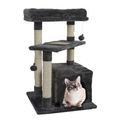 China Amazon Sustainable Hot Selling Large Size Wooden Pet Scratcher House Tower Housing Cat Tree for sale