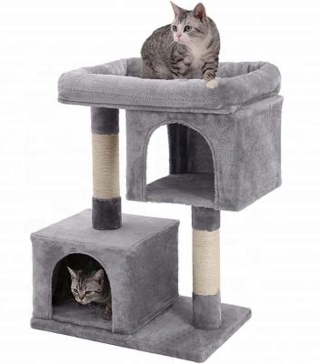 China Cat Tree Sisal Covered Scratching Sustainable Posts Padded Housing And Top Perch Activity Center Playhouse Cat Tower Furniture Felt Su for sale