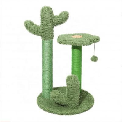 China Cute Pet Viable Cactus Cat Tree Toys With Ball Scratcher Poles For Cats Climbing The Tree Cat Toy Protecting Furniture for sale