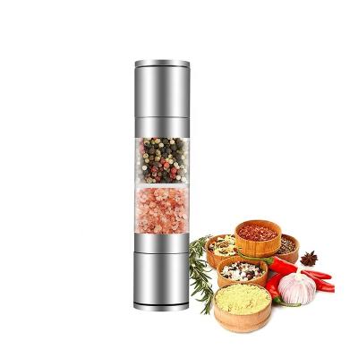 China Low MOQ New Mini Sustainable Herb and Spice Tools BBQ Tools Manual Stainless Steel Salt and Pepper Grinder 2 in 1 with Adjustable Mechanism for sale