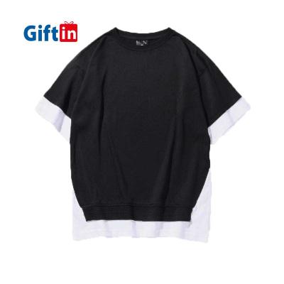 China 100% Cotton T-shirt Patchwork Anti-Wrinkle Half Sleeve Round Neck Logo Soft Lovers Unisex Summer Custom Made High Quality for sale