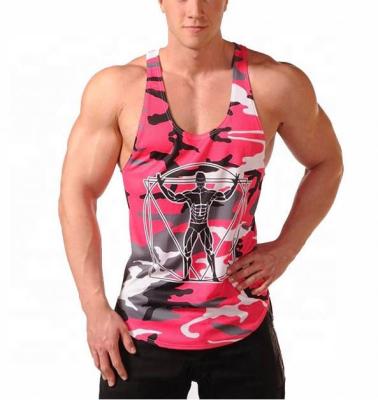 China Custom Print Sublimation Polyester Spandex Anti Shrink Mens Tank Tops Gym Sports Tank Top T-Shirt for sale