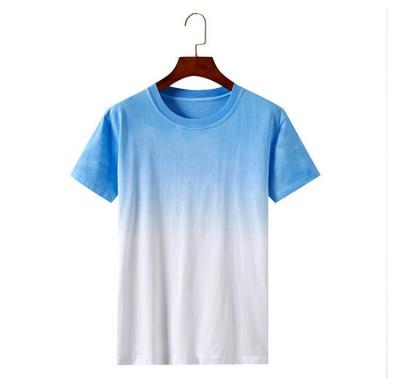 China Anti-pilling Color Design Blue Screen Printing Short Sleeve Cotton T-Shirt for sale