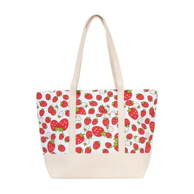 China Wholesale high quality strawberry color summer ladies shoulder bag travel tote beige shopping women beach bag canvas beach bag for sale