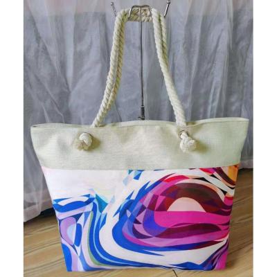 China Fashion Niyang Factory Summer Handbag Cotton Handle Beach Bag Large Women's Packing Print Design OEM Travel Beach Bag for sale