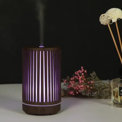 China Customized Car YX126 Logo Wood Stripe 7 Color Night Light Mechanical USB Ultrasonic Humidifier for sale