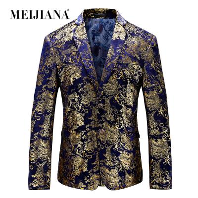 China Men's Unique Luxury Anti-Shrink Suit Tuxedo Fitted Dress Party Wedding Shows Jackets Blazers Slim Fit Men's MEIJIANA Blazer Dress Suit for sale