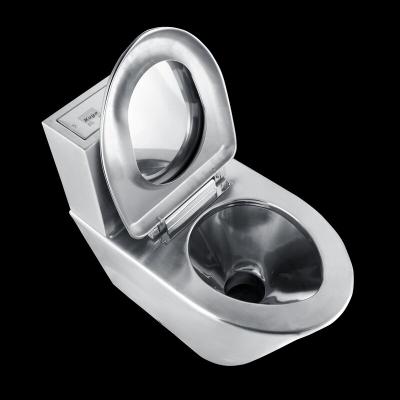 China Double-Flow Stainless Steel Toilet Bowl Prison Wc Toilet Durable Floor Standing Stainless Steel Toilet For Jail for sale