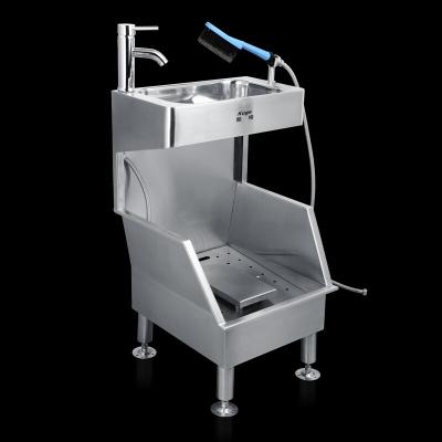 China Modern Stainless Steel Foot Pedicure Lavatory Price Sink With Brush Head And Faucet for sale