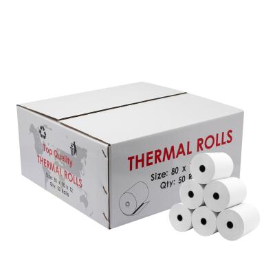 中国 2021 100% 80x80 High Quality 100% Virgin Wood Pulp Thermal Printer Paper Rolls Thermal Paper 販売のため