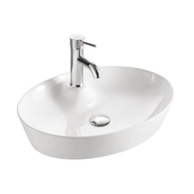 China HY8093 Modern Latest Design Oval Shape Top Mounted Hand Wash Basin With Single Faucet Hole for sale