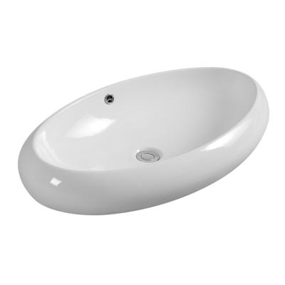 China Modern HY5038-75 Large Size Countertop Wash Basin Ceramic Oval Shape Design for sale