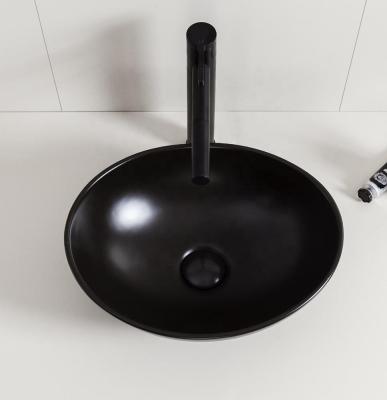 China HY-3020MB Modern Matte Black Gloss Small Ceramic Hand Was Basin for sale