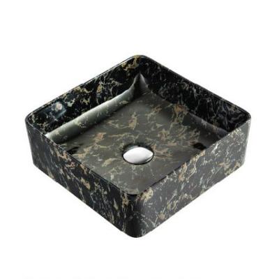 China Easy Clean Bathroom Marble Sanitary Ware Hand Wash Basin Black Color HY-8012AD29 Ceramic Sink Bowl for sale