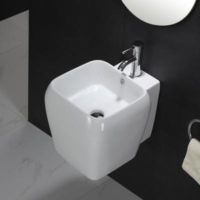 China HY5015 Modern Large Size Ceramic Wall Hung Toilet Sink Design With Tapped Hole for sale