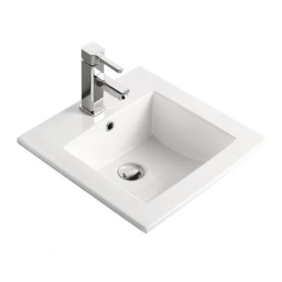 China HY6040 Feather Easy Clean Edge Cabinet Ceramic Hand Basin Semi Recessed Sink for sale