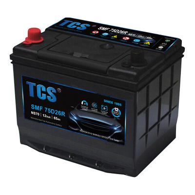 China Car Engine Start Large Capacity 75D26R 55Ah Jis Car Starter Battery For Rollers for sale