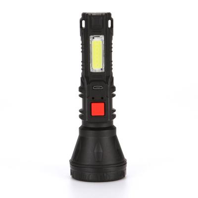 China Emergency COB Plastic Strong Light Flashlight USB Charging Long Range Mini Flashlight Emergency Camping Led Outdoor Lamp for sale