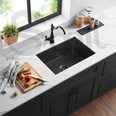 China Without Faucet 27 Inch Matte Black Farmhouse Style Basin Luxury American Kitchen Sink for sale