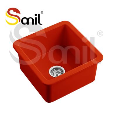 China Without Faucet 18 Inch Undermount Glossy Orange Square Kitchen Sink for sale