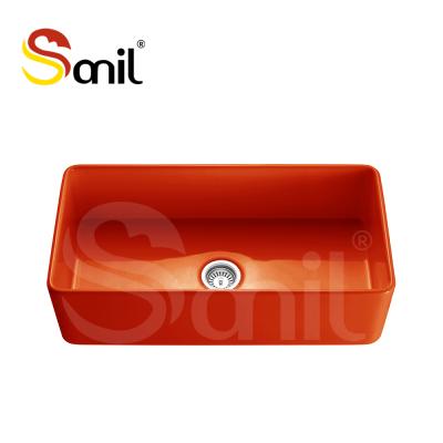 China Without Tap 36 Inch Large Capacity Shiny Orange Single Bowl Water Basin for sale